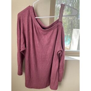 BY‎ design Mauve Heather Silver Embellished Neck Shoulder Trim Dolman Knit Top M